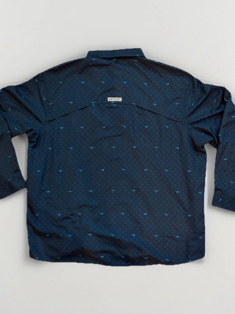 Realtree Navy Button-Up Shirt with Light Blue Micro Pattern - Picture 2 of 10